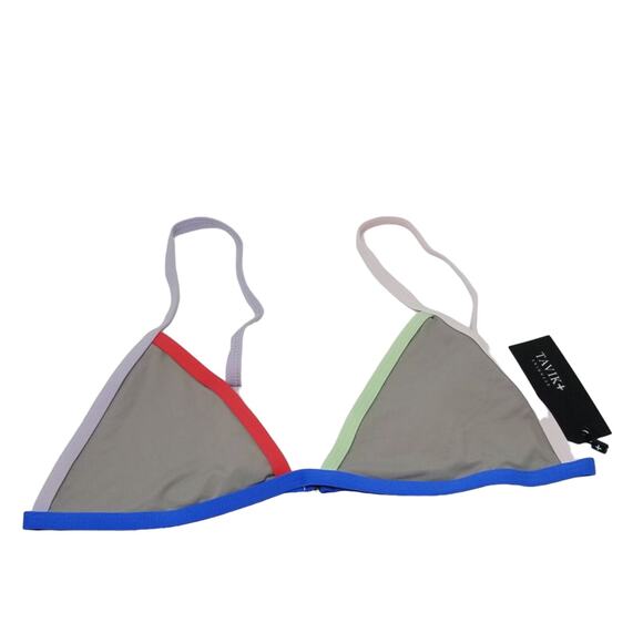 Tavik Jett Color Blocked Sand Triangle Swim Bikini Top L NWT - Picture 1 of 4